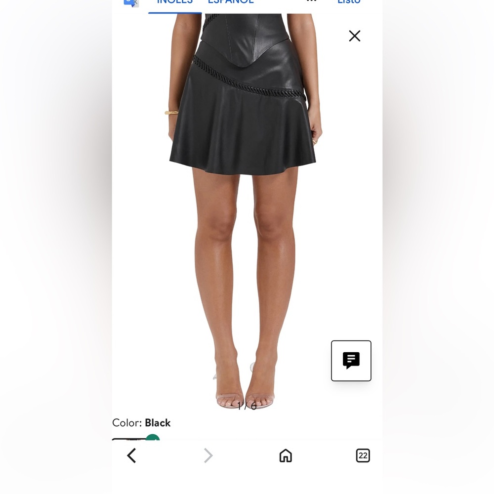 House of CB Black Faux Leather Circle Skirt